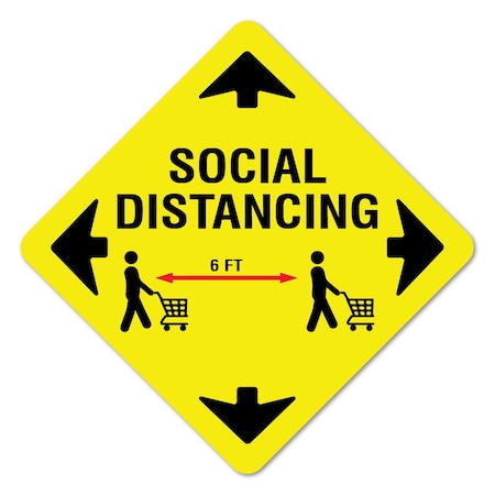 Signmission Social Distance 6 Ft Non-Slip Floor Graphic, 7in Vinyl Decal, 6PK, 7 in L, 7 in H, FD-X-7-6PK-99991 FD-X-7-6PK-99991